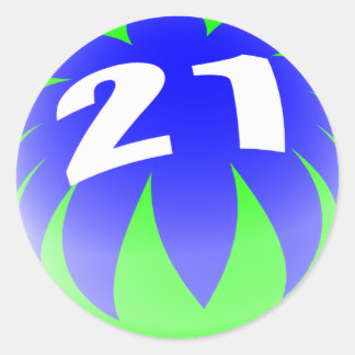 Adesivo Redondo Aniversário de 21 anos
