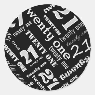 Adesivo Redondo aniversário de 21 anos