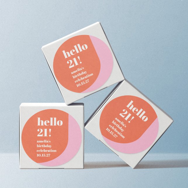 Adesivo Redondo Aniversário de 21 anos de Cor Laranja Cor-de-Cor-d (Criador carregado)