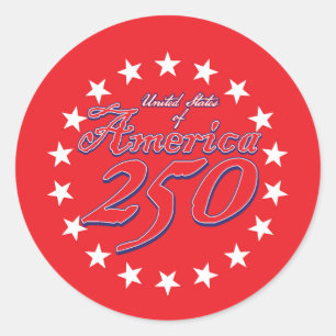Adesivo Redondo Aniversário de 250 anos da América