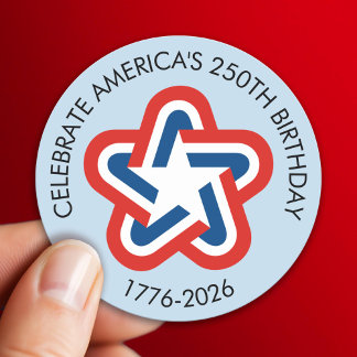 Adesivo Redondo Aniversário de 250 anos da América - 1776-2026 Vin