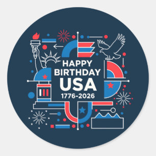 Adesivo Redondo Aniversário de 250 anos da América V2