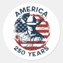 Adesivo Redondo Aniversário de 250 anos do Cowboy América 1776-202