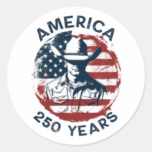 Adesivo Redondo Aniversário de 250 anos do Cowboy América 1776-202