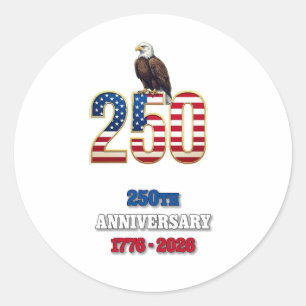 Adesivo Redondo Aniversário de 250 anos dos EUA 1776-2026 Patrióti