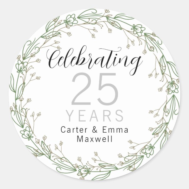 Adesivo Redondo Aniversário de 25 anos (Frente)