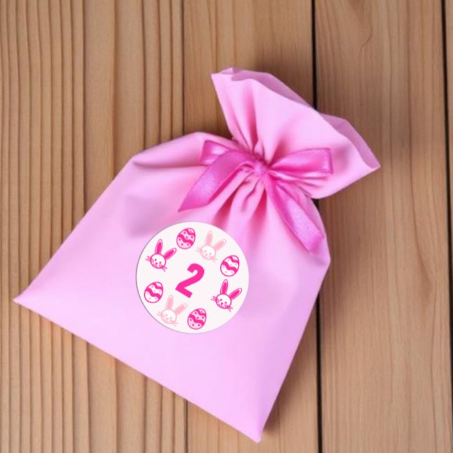 Adesivo Redondo Aniversário de 2 anos do Páscoa Rosa (Criador carregado)