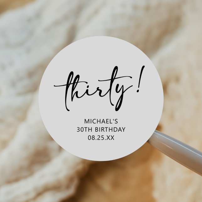 Adesivo Redondo Aniversário de 30 anos 33 preto e branco (Criador carregado)