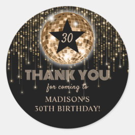 Adesivo Redondo aniversário de 30 anos Black Dourado Obrigado Stic