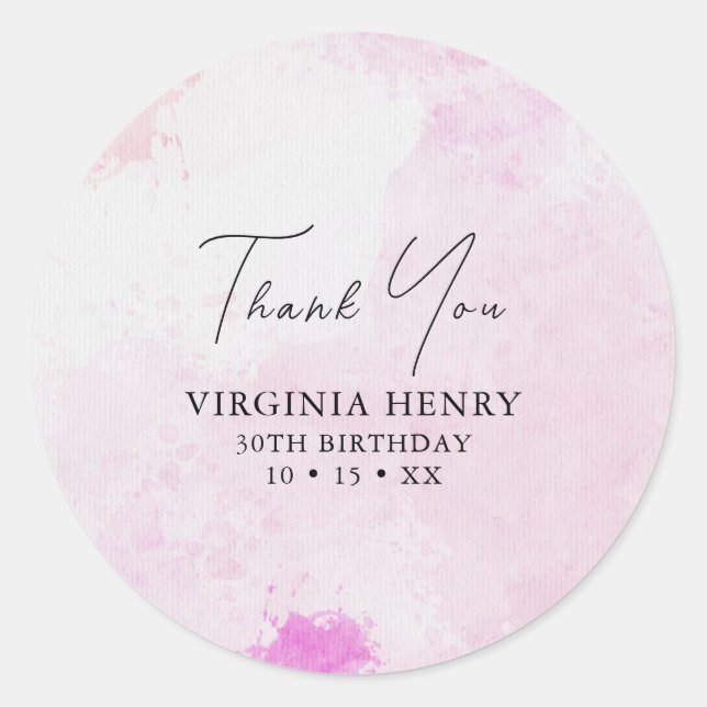 Adesivo Redondo Aniversário de 30 anos de Aquarela (Frente)