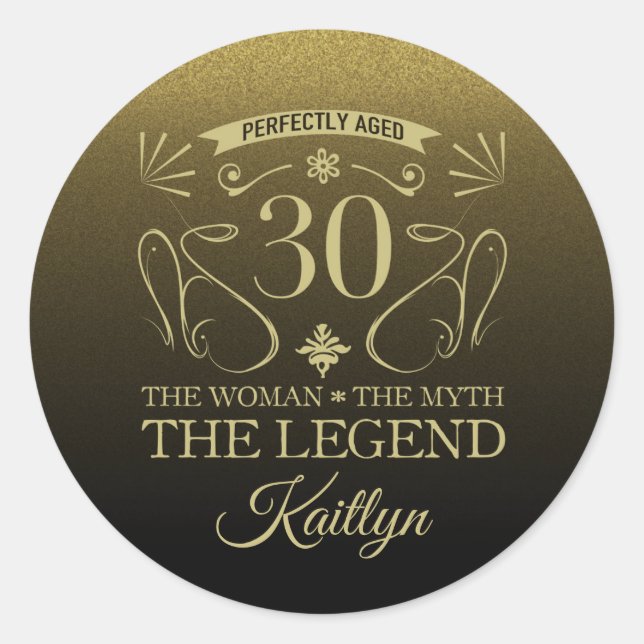 Adesivo Redondo Aniversário de 30 anos Feliz e Custa Personalizado (Frente)