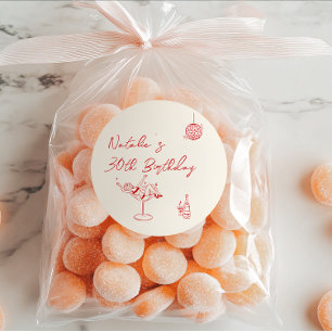 Adesivo Redondo Aniversário de 30 com Creme Cocktail