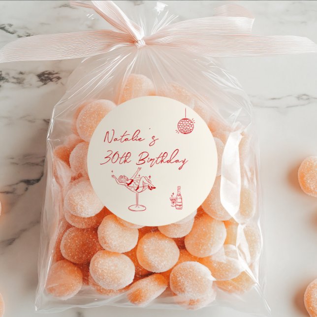 Adesivo Redondo Aniversário de 30 com Creme Cocktail (Criador carregado)