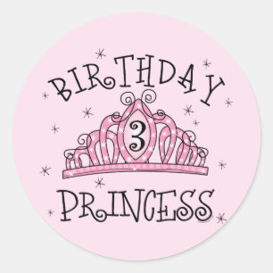 Adesivo Redondo Aniversário de 3 anos da princesa da tiara