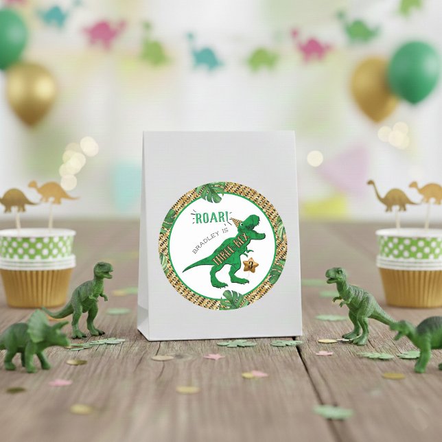 Adesivo Redondo Aniversário de 3 anos de Dinossauro Três Rex (Criador carregado)