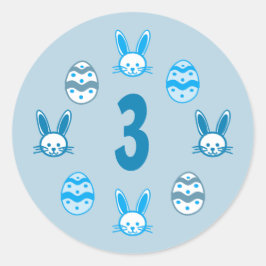 Adesivo Redondo Aniversário de 3 anos Páscoa azul