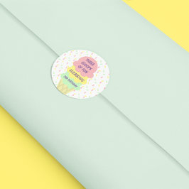 Adesivo Redondo aniversário de 3 anos sorvete