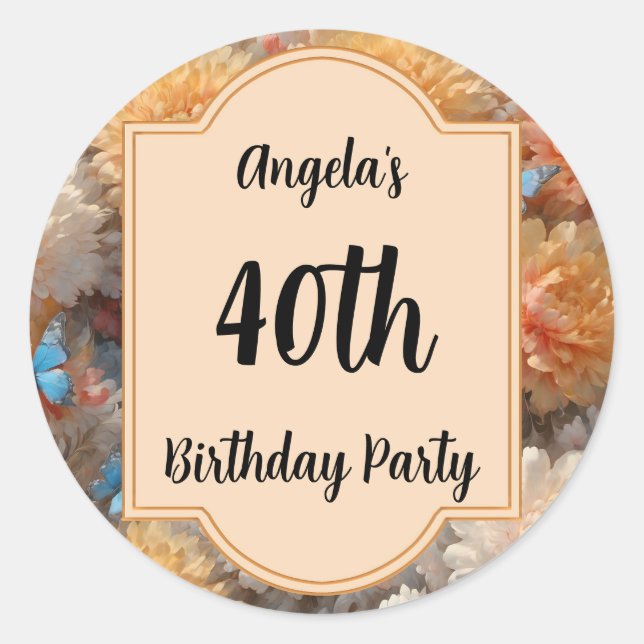 Adesivo Redondo aniversário de 40 anos (Frente)