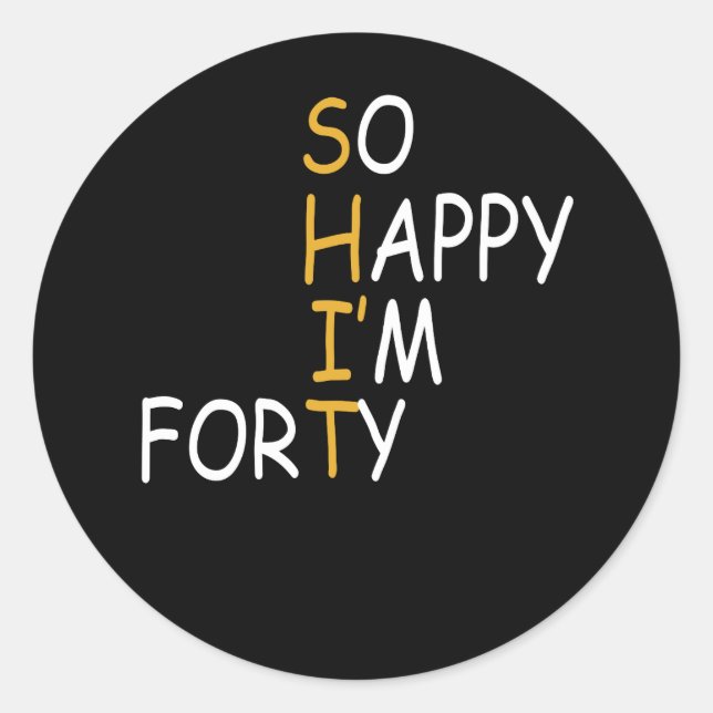 Adesivo Redondo aniversário de 40 anos 1982 40 Anos Tão Feliz Im Q (Frente)