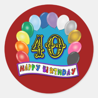 Adesivo Redondo aniversário de 40 anos Balões Design