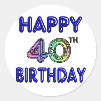 Adesivo Redondo aniversário de 40 anos com fonte Ballon