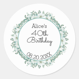 Adesivo Redondo Aniversário de 40 anos da Magnolia Branca Moderna