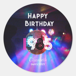 Adesivo Redondo aniversário de 40 anos de 1985 do Disco Ball Party