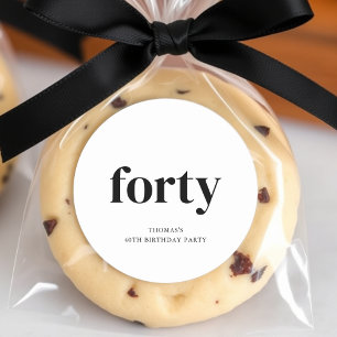 Adesivo Redondo Aniversário de 40 anos de 44 preto e branco