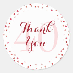 Adesivo Redondo Aniversário de 40 anos de casamento Corações de Ru