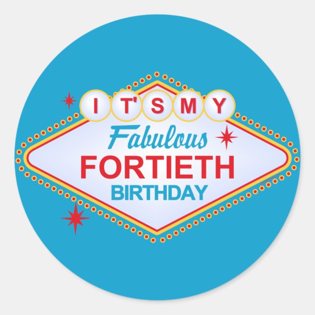 Adesivo Redondo Aniversário de 40 anos de Las Vegas (Frente)