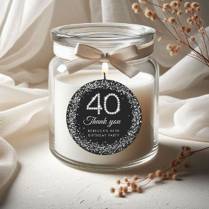 Adesivo Redondo Aniversário de 40 anos de Ouros Elegantes Obrigado