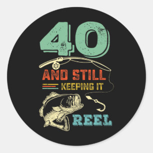 Adesivo Redondo Aniversário de 40 anos de pesca Fazendo 40 anos Pe