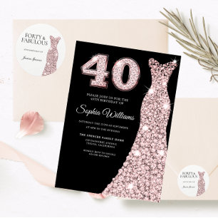 Adesivo Redondo Aniversário de 40 anos de vestidos Dourado e fabul