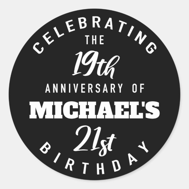 Adesivo Redondo Aniversário de 40 anos engraçado personalizado (Frente)