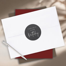 Adesivo Redondo Aniversário de 40 anos Simples Minimalista Preto