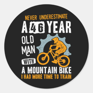 Adesivo Redondo Aniversário de 46 anos do homem Mtb Biker Ciclista