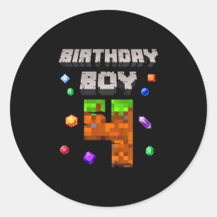Adesivo Redondo Aniversário de 4 anos do menino 4 Video Gamer Núme