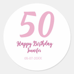 Adesivo Redondo aniversário de 50 anos adicionar nome data ano ros