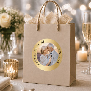 Adesivo Redondo aniversário de 50 anos de casamento dourado foto