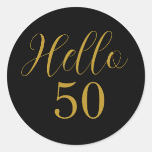 Adesivo Redondo Aniversário de 50 anos Preto Dourado