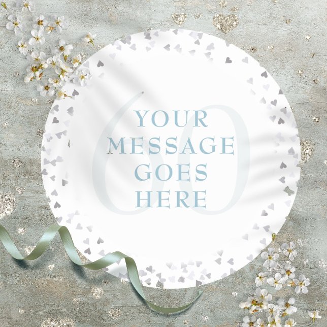 Adesivo Redondo Aniversário de 60 anos Corações Confetes (60th Anniversary Hearts Confetti Classic Round Sticker)