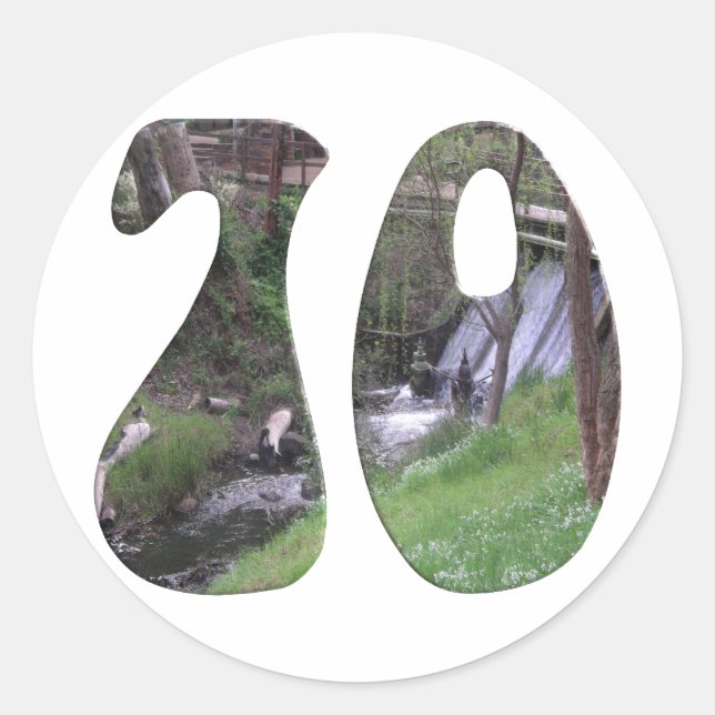 Adesivo Redondo Aniversário de 70 anos (Frente)