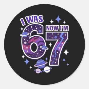 Adesivo Redondo Aniversário de 7 anos era 6 7 Seis Sete 6 7 Meme C