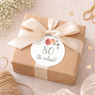 Adesivo Redondo Aniversário de 80 anos Inspirador Aquarela Floral