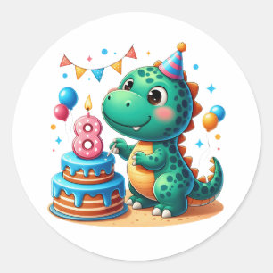 Adesivo Redondo Aniversário de 8 anos do Dino
