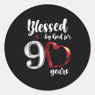 Adesivo Redondo Aniversário de 90 anos Abençoado por Deus por 90 A