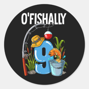 Adesivo Redondo Aniversário de 9 Anos de Pescaria O'fishally 9 Ano