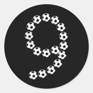 Adesivo Redondo Aniversário de 9 anos Futebol Soccer Meninos 9 Nov