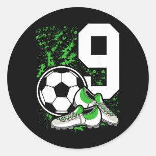 Adesivo Redondo Aniversário de 9 Anos Meninos 9 Anos Futebol Jogad