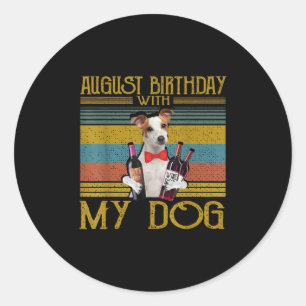 Adesivo Redondo Aniversário De Agosto Com O Meu Jack Russell Dog 2